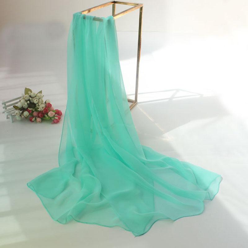 Korean Solid Chiffon Transparent Travel Holiday Beach Towel Women's Silk Scarf Female Summer Thin Long Sunscreen Shawl V10