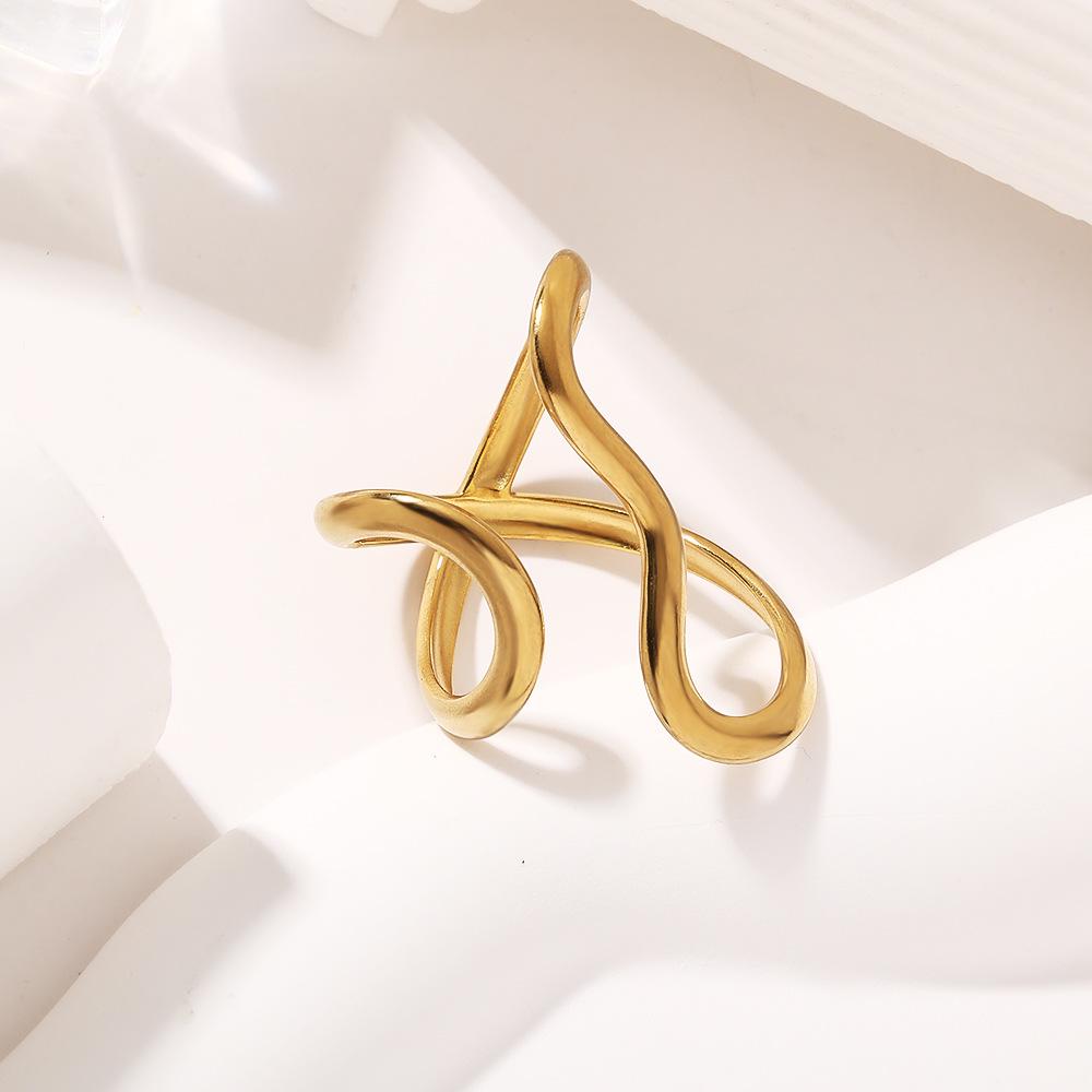 18 Karat Gold Titanstahl Unregelmäßiger Offener Ring mit Einzigartigem Design