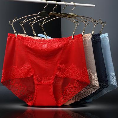 Big Size Female Summer Thin Sexy Lace Hollow High Waist Triangle Briefs