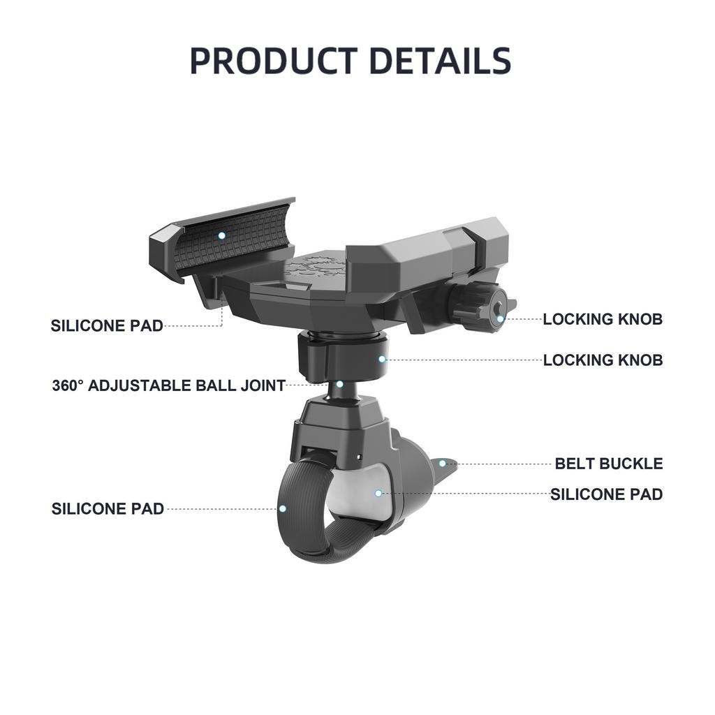 2025 New Universal Cell Phone Clamp for Stroller Phone Holder Shopping Cart Phone Holder Golf Cart Phone Holder Bike Phone Mount