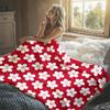 Red White Pink FlowersFlannel Blanket Warm Soft Halloween Christmas Couch Warm Cozy Decorative Decor Gift for All Season