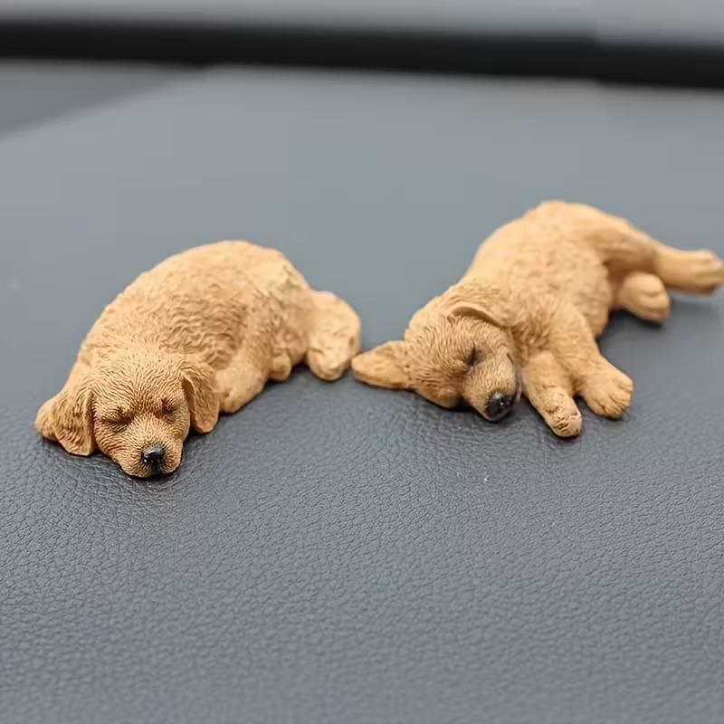 2pcs Golden Retriever Statue Set Car Ornaments and Decorations Cute Labrador Creative Decorative Sleeping Replica Model