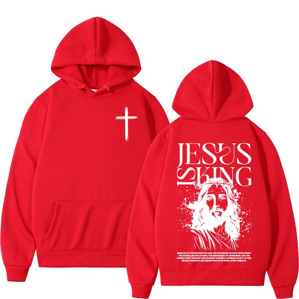 Faith Christian Jesus Is King Bible Verse Hoodies Men Women Clothing Fashion Harajuku Sweatshirts Fleece Long Sleeves Pullovers