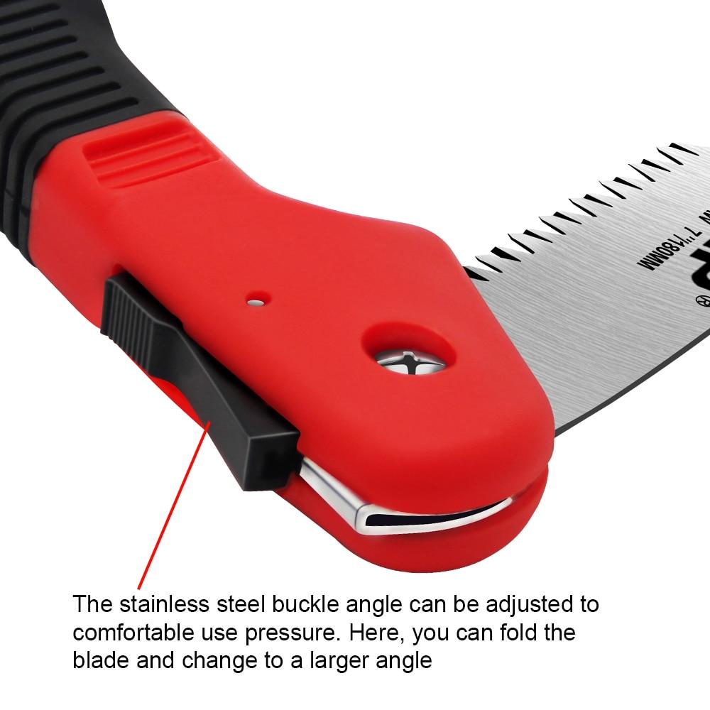 WISEUP 7'' დასაკეცი ხერხი პორტატული საკემპინგო ხერხი გადაცემათა საკეტით სამმაგი ჭრის ნახშირბადოვანი ფოლადის დანის მებაღეობის სასხლეტი ხის დამუშავების ხელის ხელსაწყოები