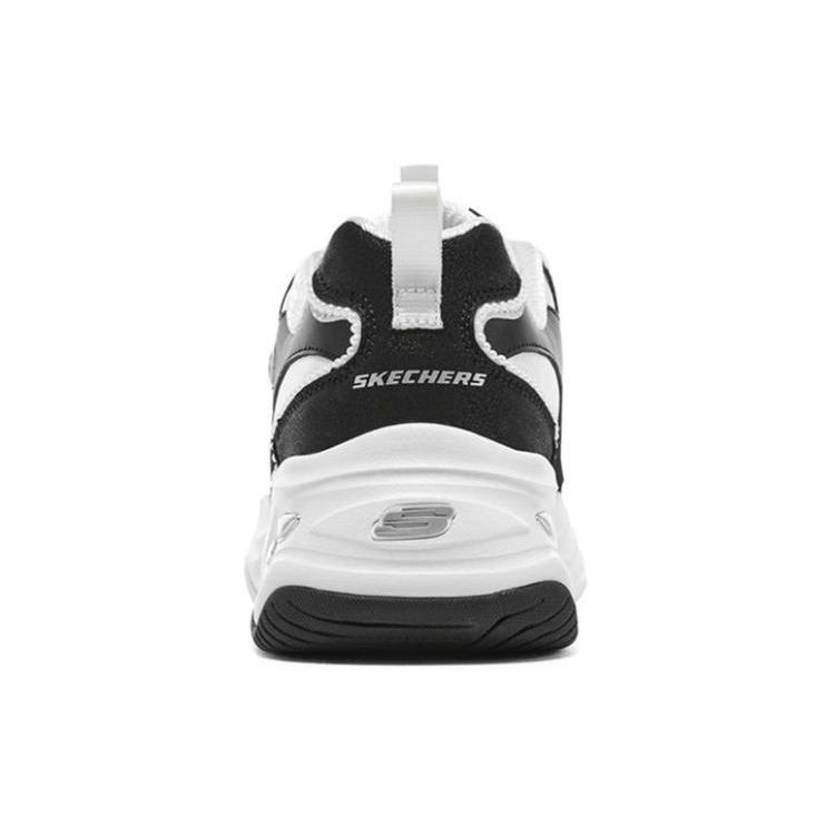 Skechers DLites 4.0 Pearl Bear Fabric Leather Comfortable Shock Absorbing Durable Low Top Dad Shoes Women Sneakers White Black 896156-BKW