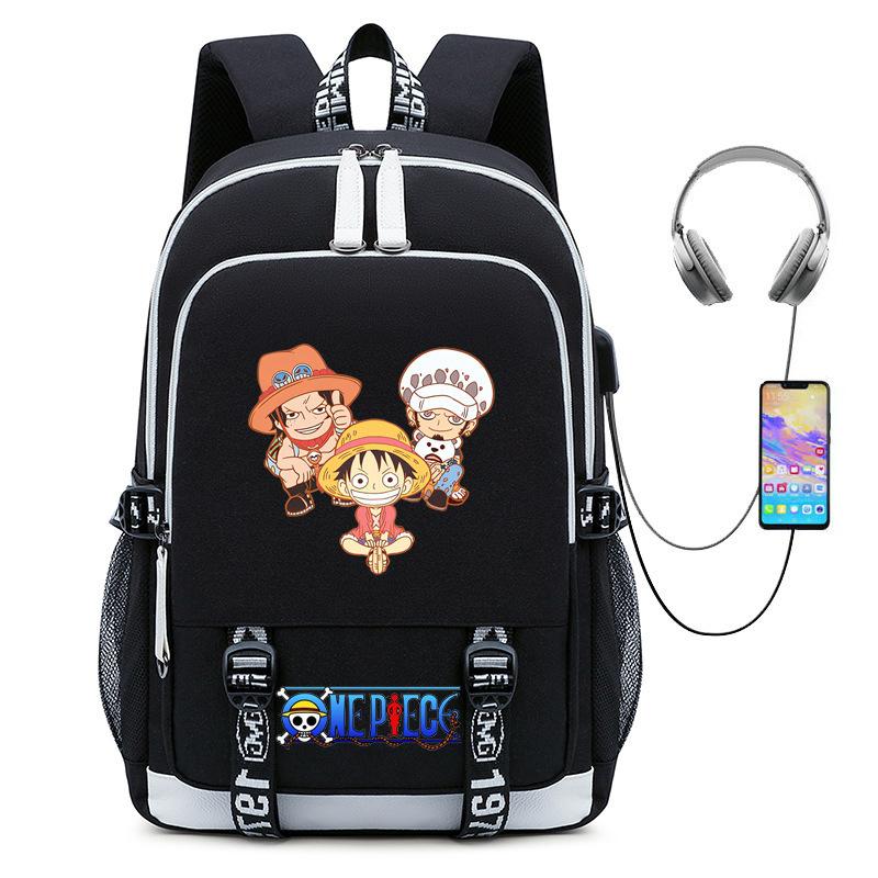 Riman ONE PIECE One Piece Peripheral Backpack, Youth Large-capacity Schoolbag USB Computer Bag