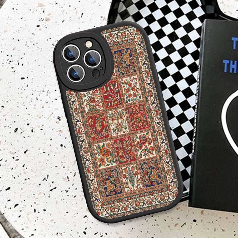 Persian Carpet Floral Pattern Phone Case Hard Leather For IPhone 16 15 14 13 12 Mini 11 14 Pro Max Xs X Xr 7 8 Plus Fundas