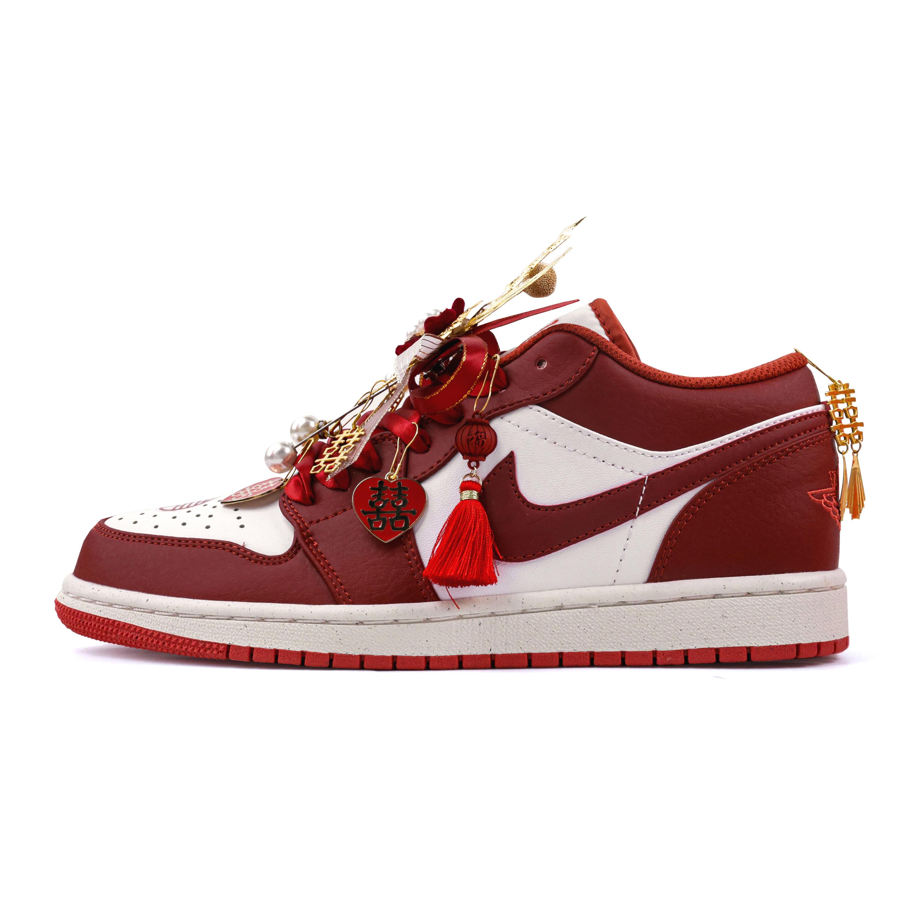 

Jordan Air Jordan 1 Abrasion Resistant Low top Vintage Basketball Shoes Unisex Dark Red FJ3459-160(Team529-) 45