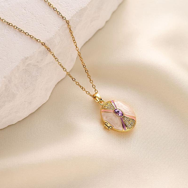 Collana con Ciondolo Portafoto a Forma di Cuore Ovale Apribile in Acciaio Inossidabile per Donna Gioielli Moda Vintage Regali