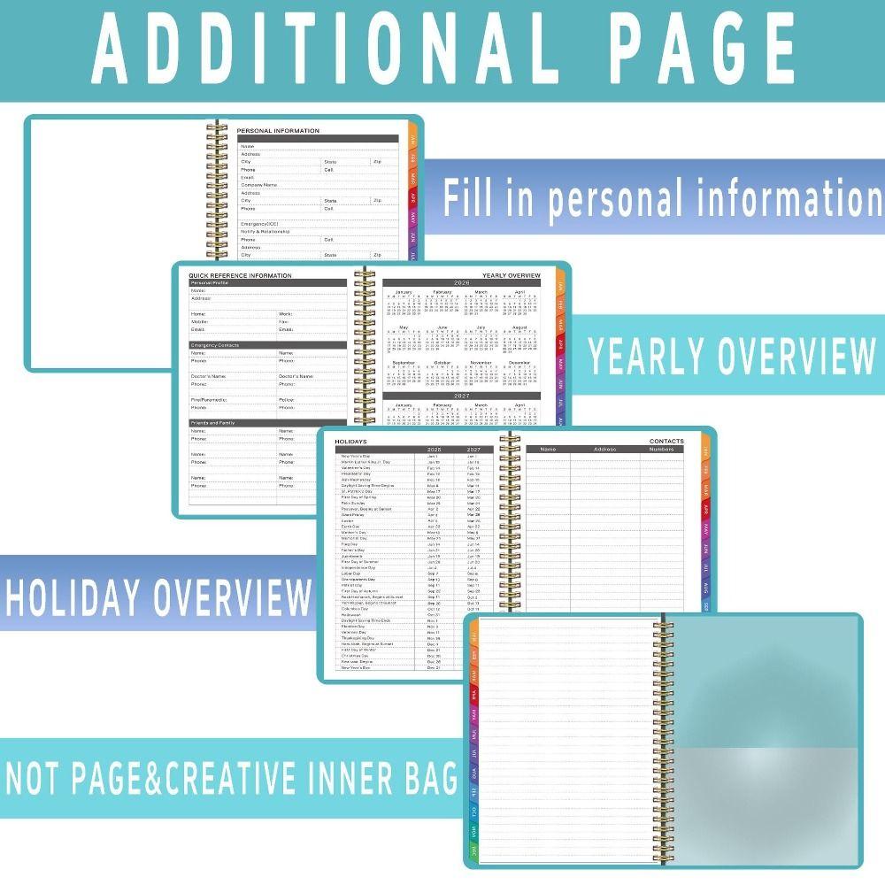 Index Tags Coil Diary Book Spiral Binding Spiral Notebook Daily Plan Schedule Daily Organization