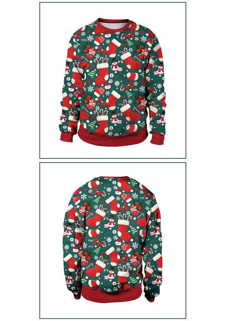 Christmas Couple Sweatshirt: Pink Tree & Red Santa 3D Print