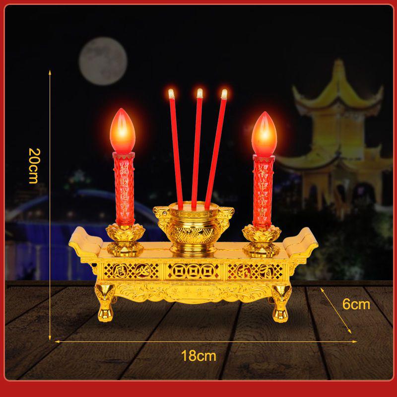 Dual-Use LED Incense & Candle Holder for Ancestor Worship (Battery-Free)