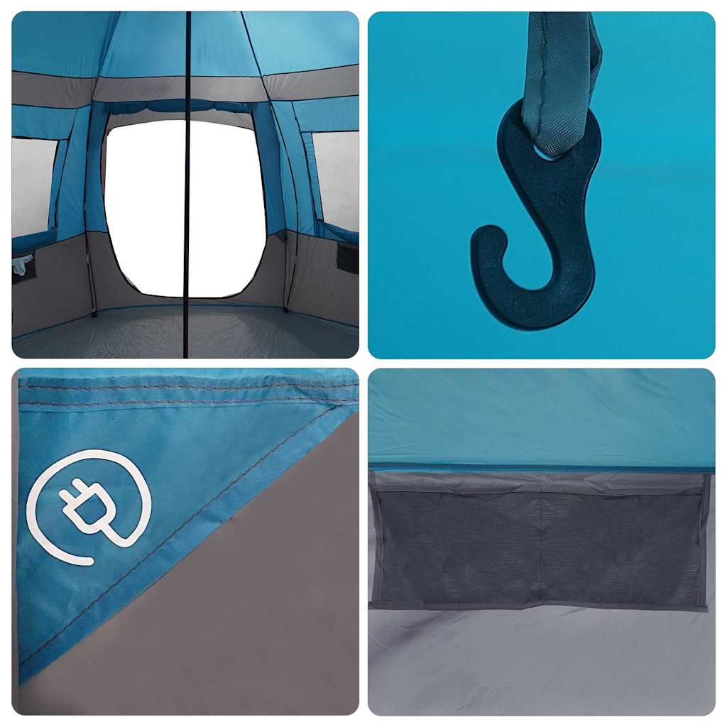 Cabin Tent 12 Person Blue and Grey 405 x 405 x 273 cm