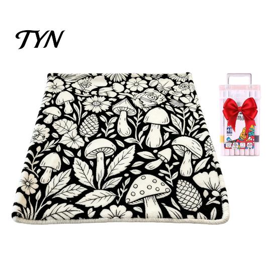 Gift for Creative Kids DIY Coloring Blanket with 24 Markers, Color Your Own Blanket, 59" X Soft Polyester Painting 45" Cozy Throw Sofa, Couch,