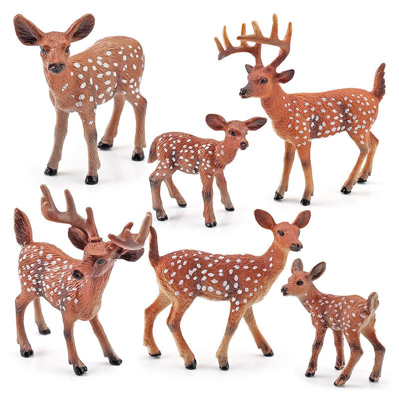Children'S Science And Education Cognition Simulation Forest Animal Red White-Tailed Deer Elk Sika Deer Model Ornament Toy