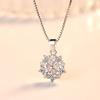 925 Sterling Silver Pink Crystal Flower Pendant Chain Necklace For Women Korean Elegant Luxury Quality Jewelry Accessories