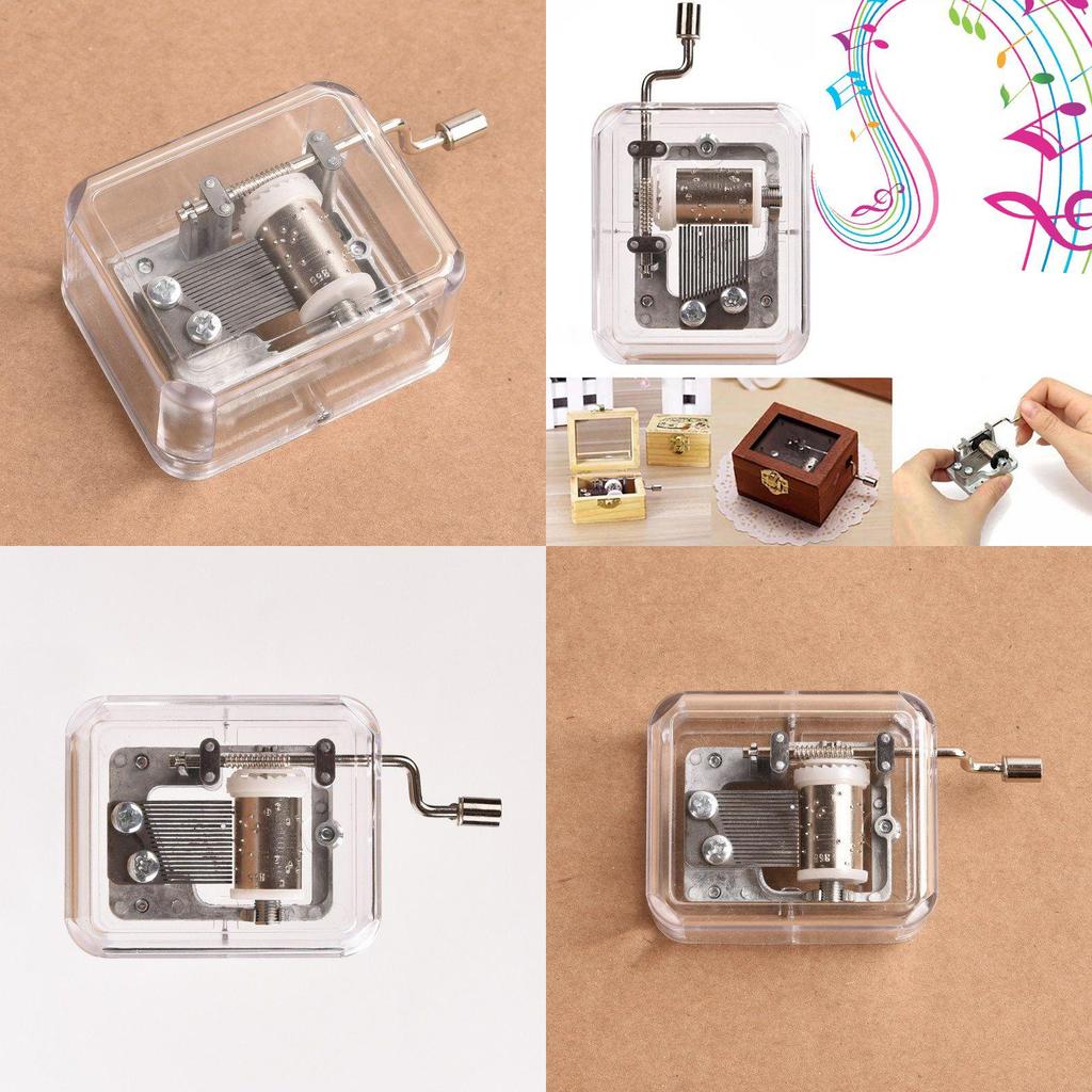 Charming Transparent Mini Music Box With Hand Cranking Music Movement