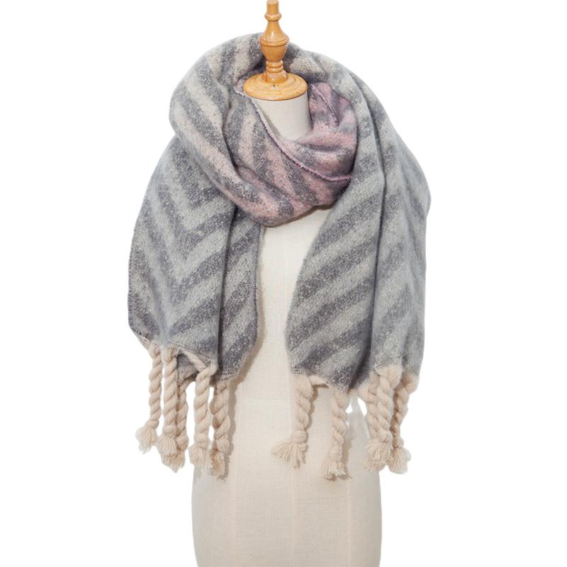 New Imitation Cashmere Women Scarf Winter Preppy Style Striped Tassel Pashmina Mujer Femme Foulard Bufanda Wrap Shawl Men'S