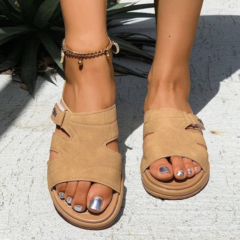 Women’s Retro Open-Toe Platform Slide Sandals Soft Summer Shoes