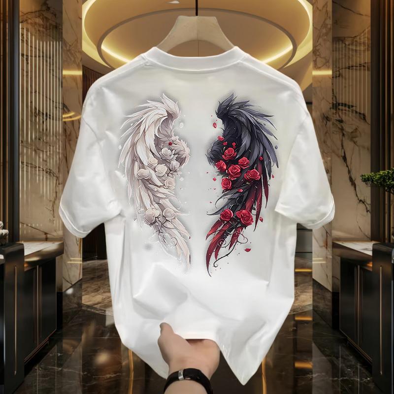 Trendy Men s Slim Fit Printed Round Neck Summer Top 2024 L белый