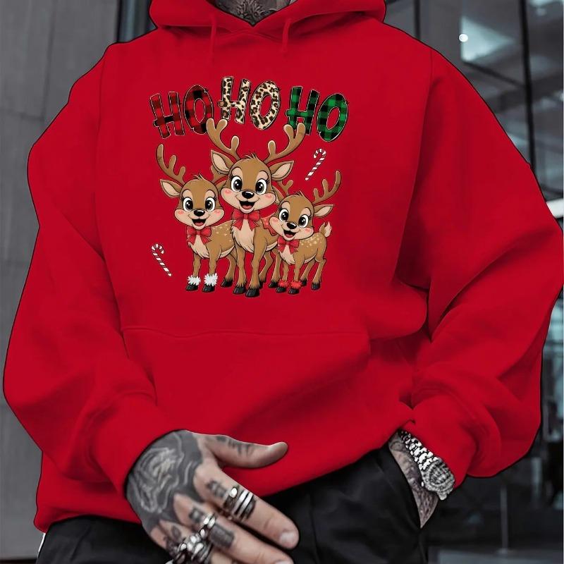 Christmas Reindeer Trio Men's Sweatshirt Hoodie   Comfortable and Soft Fabrics Exquisite Gifts for Family and Friends