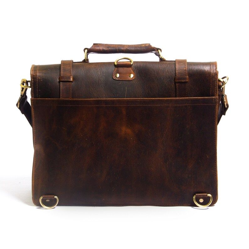 Handmade Vintage Leather Briefcase: British Design, Laptop Bag
