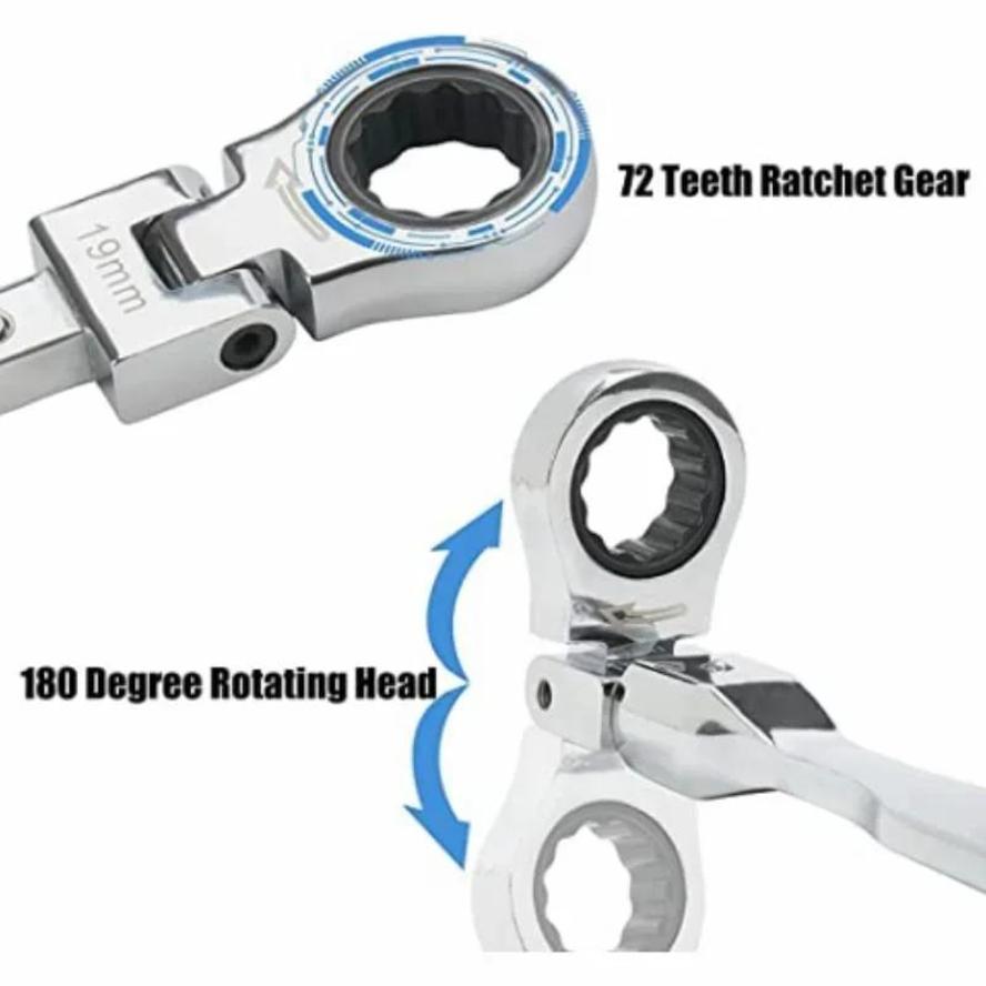 1 Set Ratchet Wrench Changeable Wrench Ratchets Screwdriver Household Multifunctional Hardware Tools 8mm-19mm Versatile