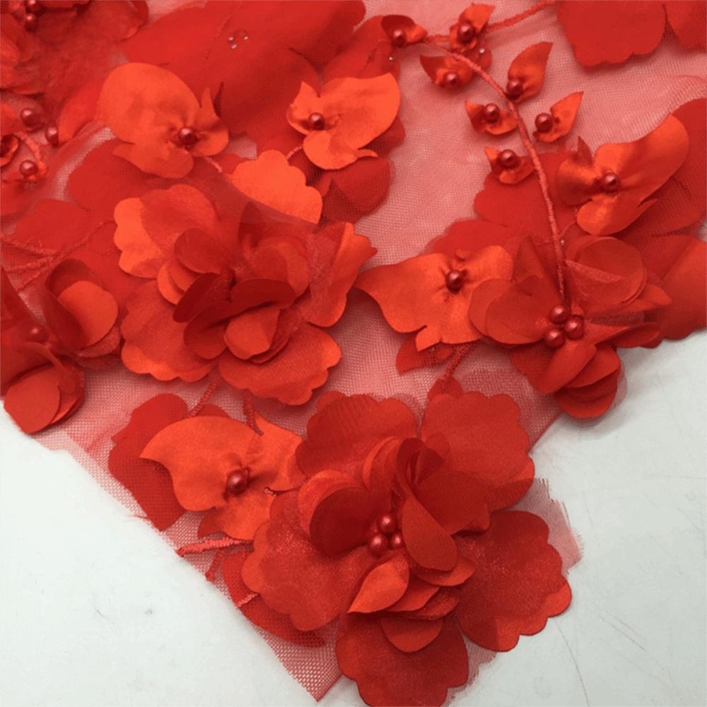 With Beads Embroidery Lace Fabric 140cm*1 Yard Clothing Sewing Fabric  Wedding Dress Applique