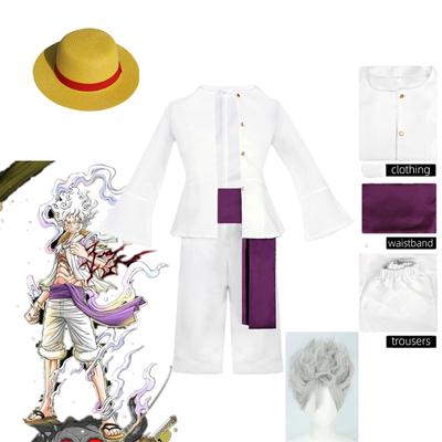 Anime Maymun D. Luffy Beşinci Vites Helios Nica Cosplay Wano Ülke Kostümleri Şapka Peruk Kimono Takım Elbise Cadılar Bayramı Partisi Karikatür Üniforma