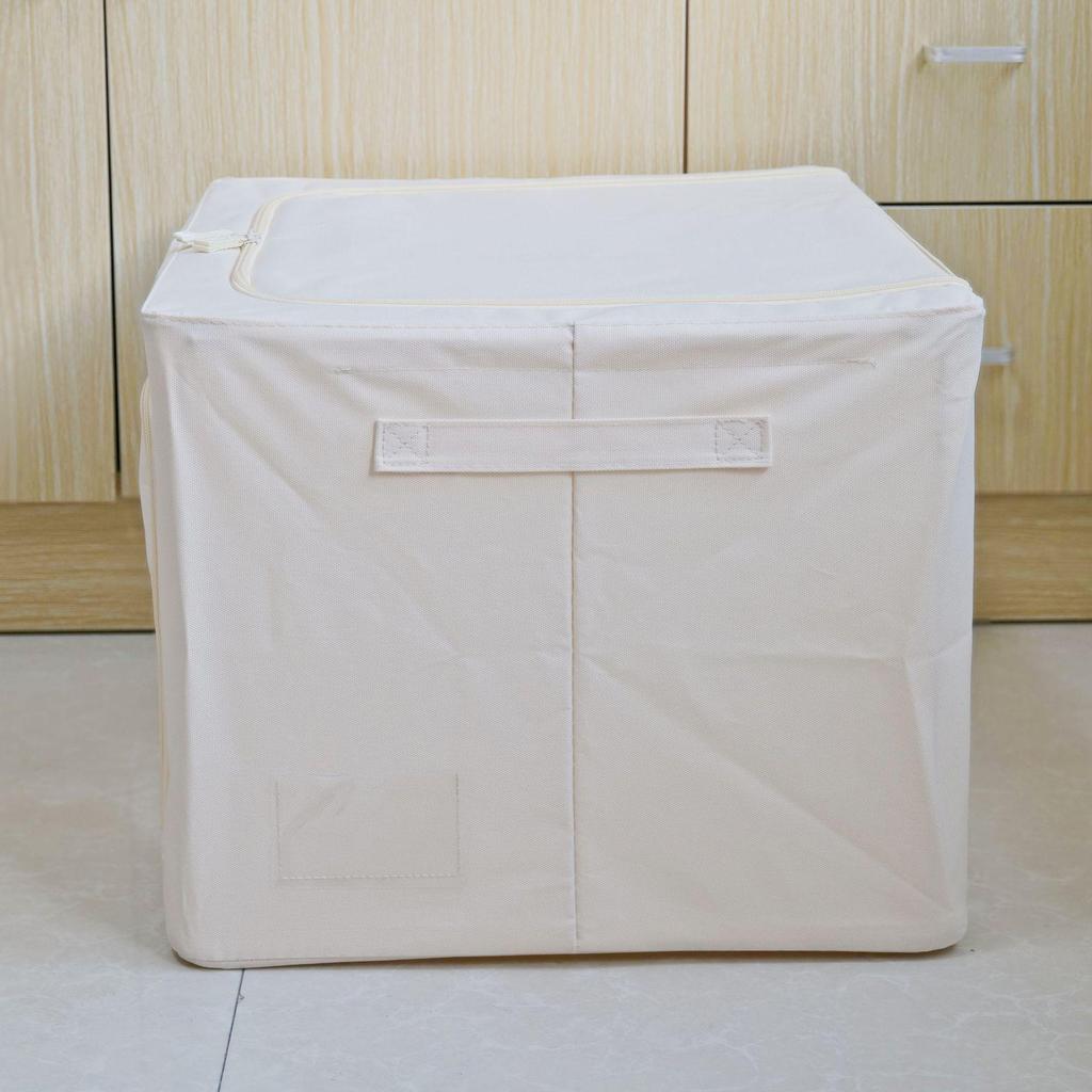 Large Capacity Oxford Cloth Storage Box: Foldable, Washable, Dustproof Clothes Organizer with Steel Frame for Bedroom & Duvet Storage.