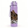 1PC Spotted Cat Lying Relax 750ml Color Plastic Sports Water Bottle Leakproof Flip Straw Lid Suitable for Sports Office Home Use