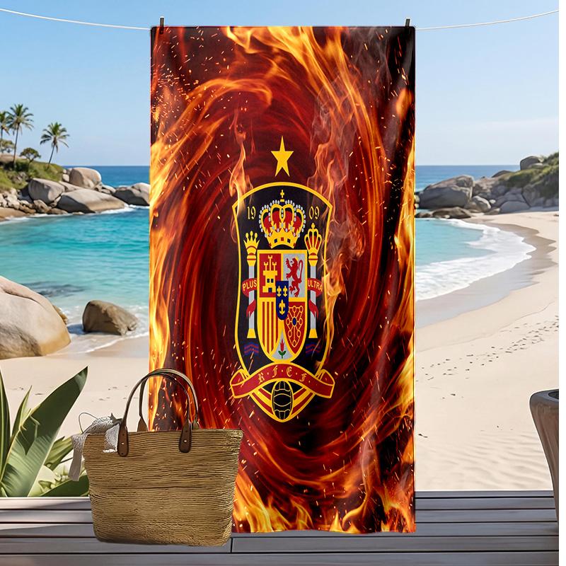 Spain Football Print Beach Towel Quick Dry Super Absorbent Soft Bath Towel for Swimming Beach Travel Fan Souvenir Gift