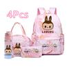 4 pièces/ensemble Sac à dos mignon imprimé Sac à déjeuner Trousse à crayons Bouteille d'eau 750 ml Étudiante fille Grande capacité Imperméable Sac d'école