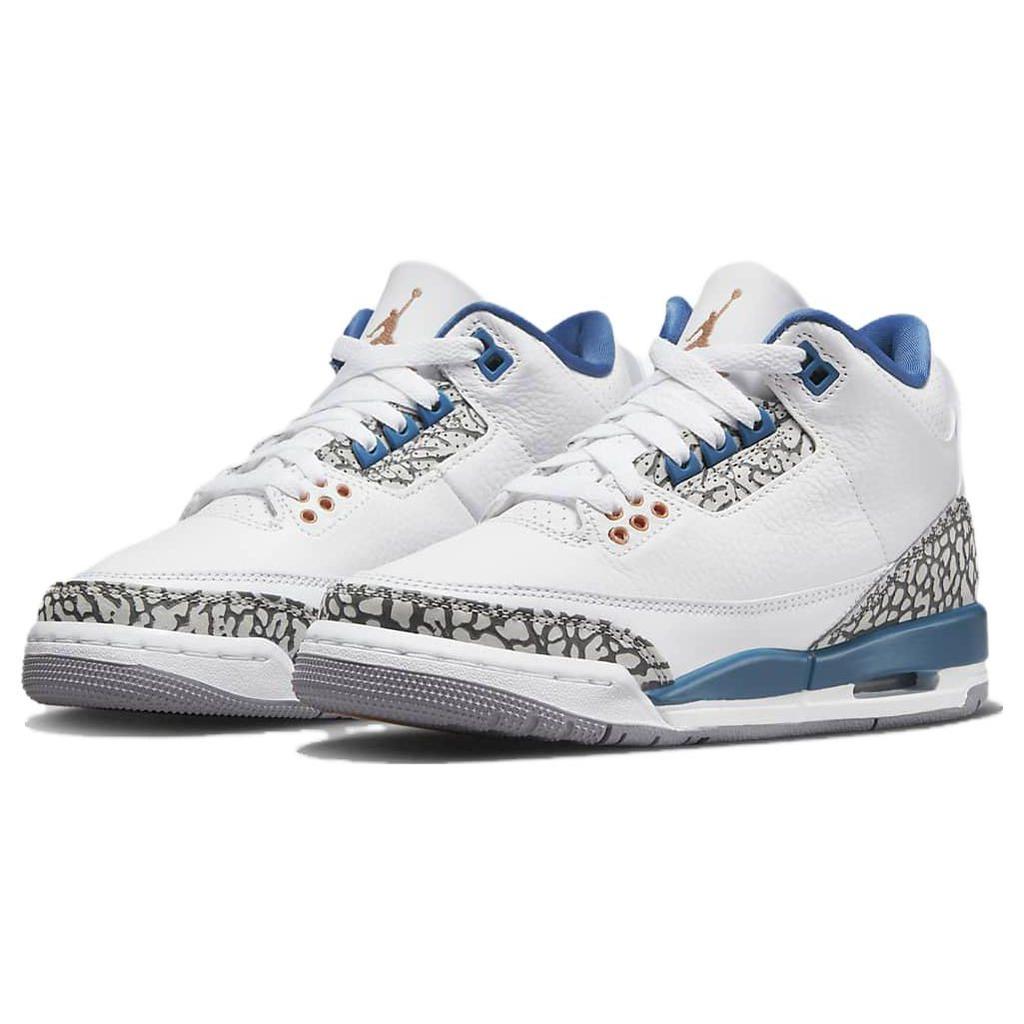 Air Jordan 3 Retro GS Washington Wizards Adidași Copii Alb Albastru-Adevărat Cupru-Metalizat DM0967-148