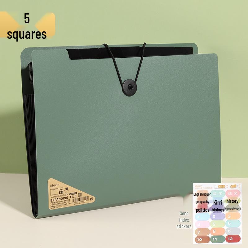 Five-Grid Multi-Layer Accordion Folder for Students & Office Documents