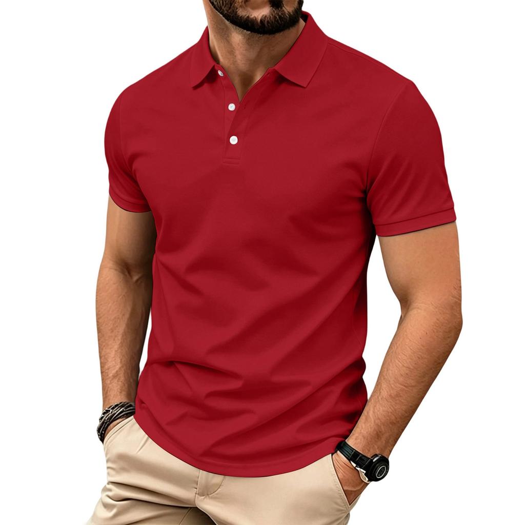 Men's Classic Fit Short Sleeve Polo Shirt with Breathable Quick Dry Fabric and Turn Down Collar for Casual or Sportswear