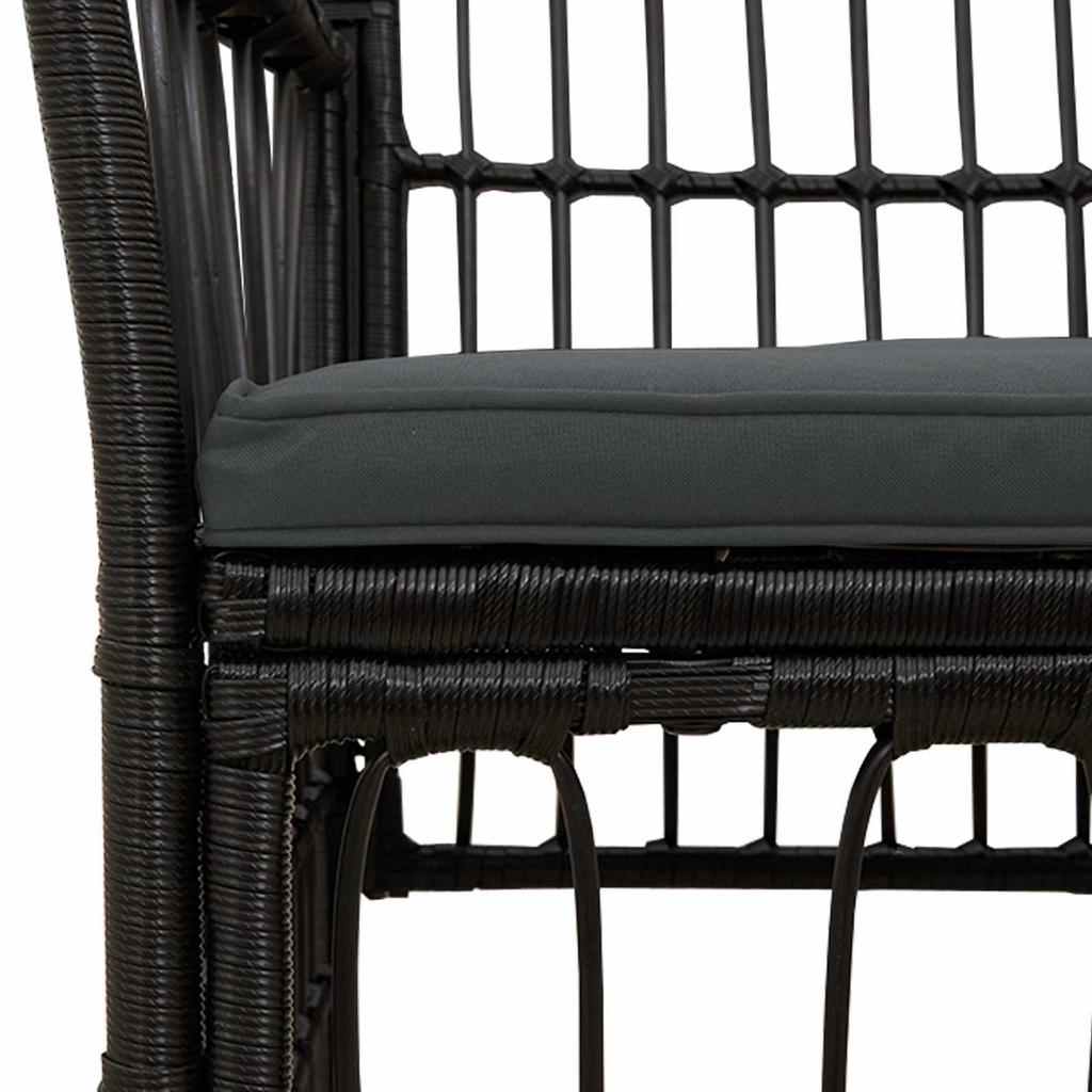 Garden Chairs 2 Pcs Black PE Rattan Steel and Polyester Fabric