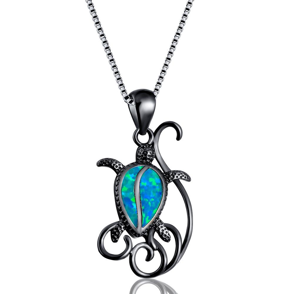 Creative and Fashionable Two Pieces of White Imported Pattern Turtle Pendant Necklace Fashionable Necklace