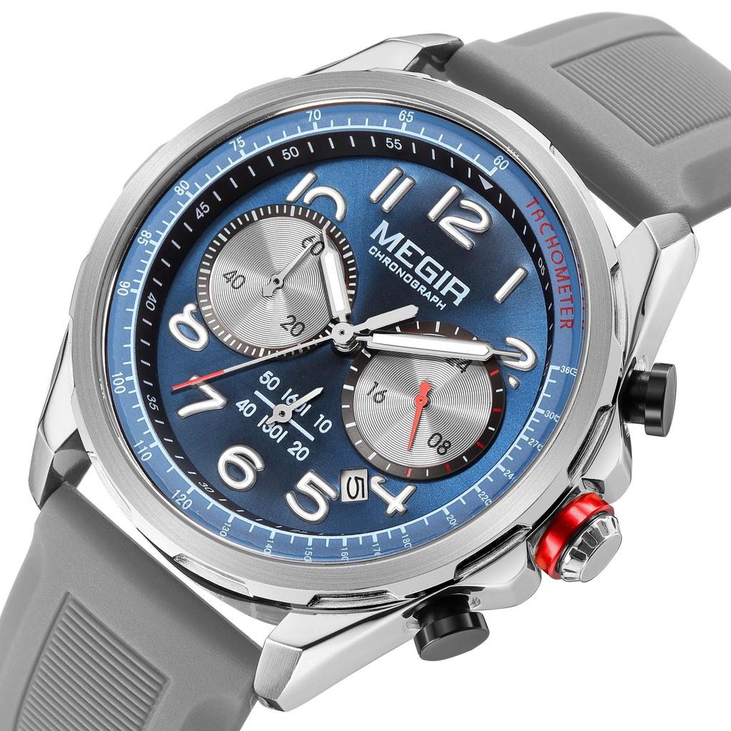 MEGIR Men Watches Luxury Quartz Wristwatch Waterproof Men's Sports Chronograph Silicone Strap Clock Relogio Masculino 2230