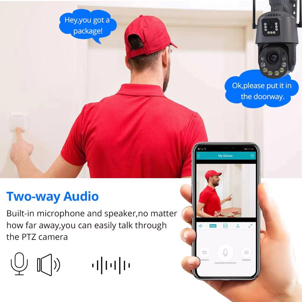 6MP Wifi Camera Dual Lens PTZ 50X Zoom Two-way Audio Color Night Vision Outdoor Waterproof CCTV Surveillance Wireless IP Camera