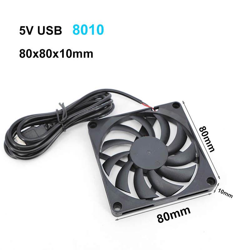 DC 5v USB 2510 8010 6010 6015 6025 6CM 8CM 60x60x25mm 80x80x10mm Power Cooling Case Fan For Receiver DVR Xbox Router