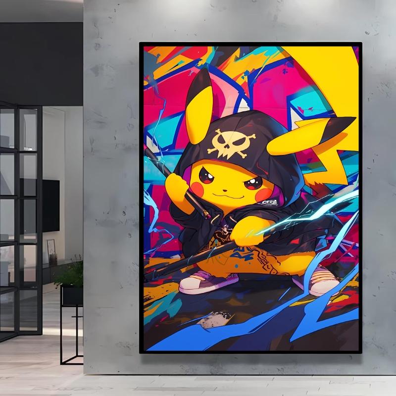 Canvas Art Wall Painting Posters Pokemon Images Pikachu Decor Painting Home Decoration Living Room Decor Paintings Kids Gift