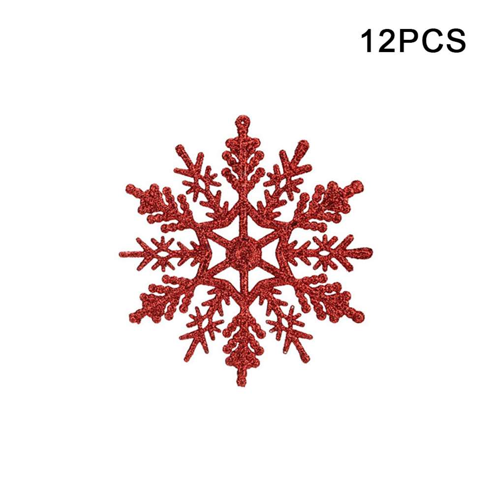 12pcs/set Simulation Snowflakes with Hole Christmas Tree Hanging Ornament Xmas Fake Snowflakes 2025 Navidad New Year Party Decor