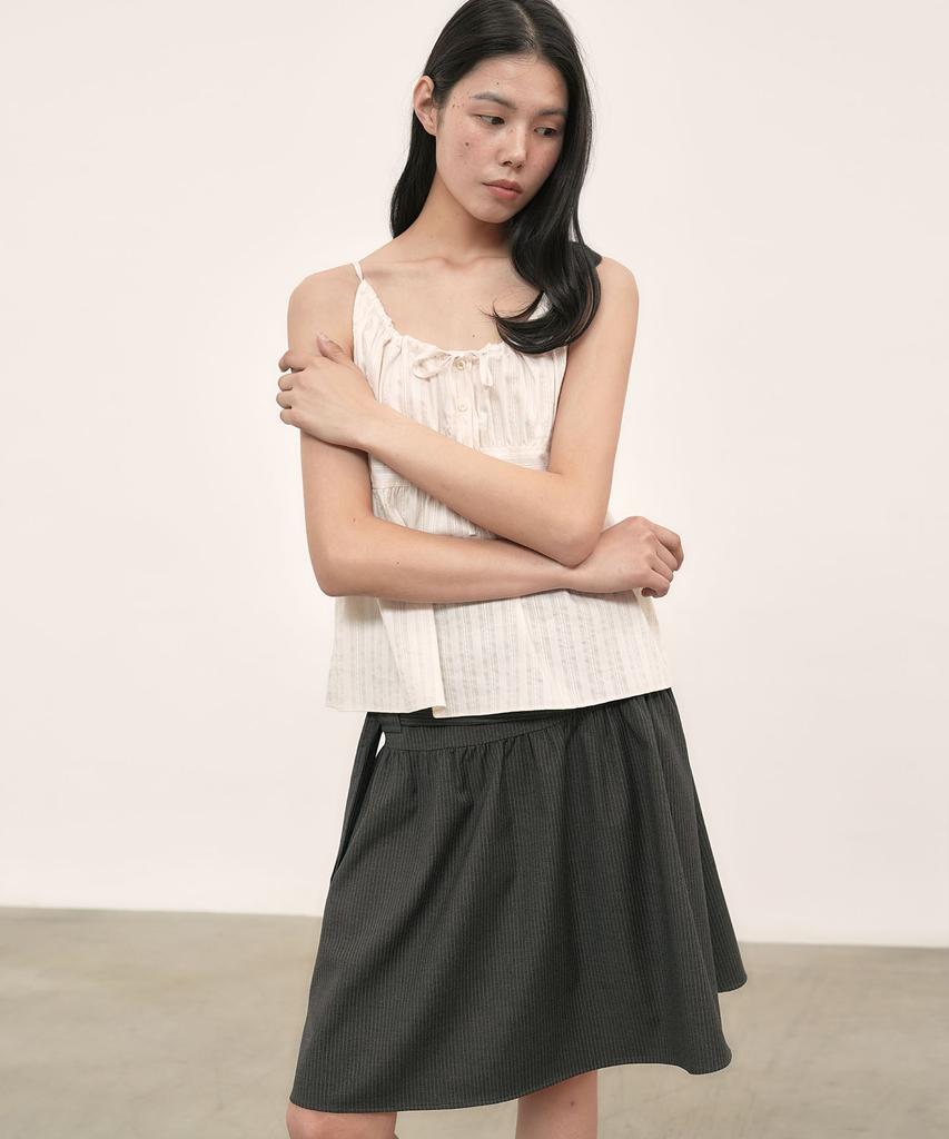 Auro Stripe Midi Skirt [ Charcoal ]