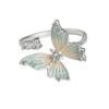 Mädchen Traum Dreidimensionale Schmetterling Farbverlauf Blau und Weiß Emaille Farbe Zir*****Stift Ring Nische Design Stapelring