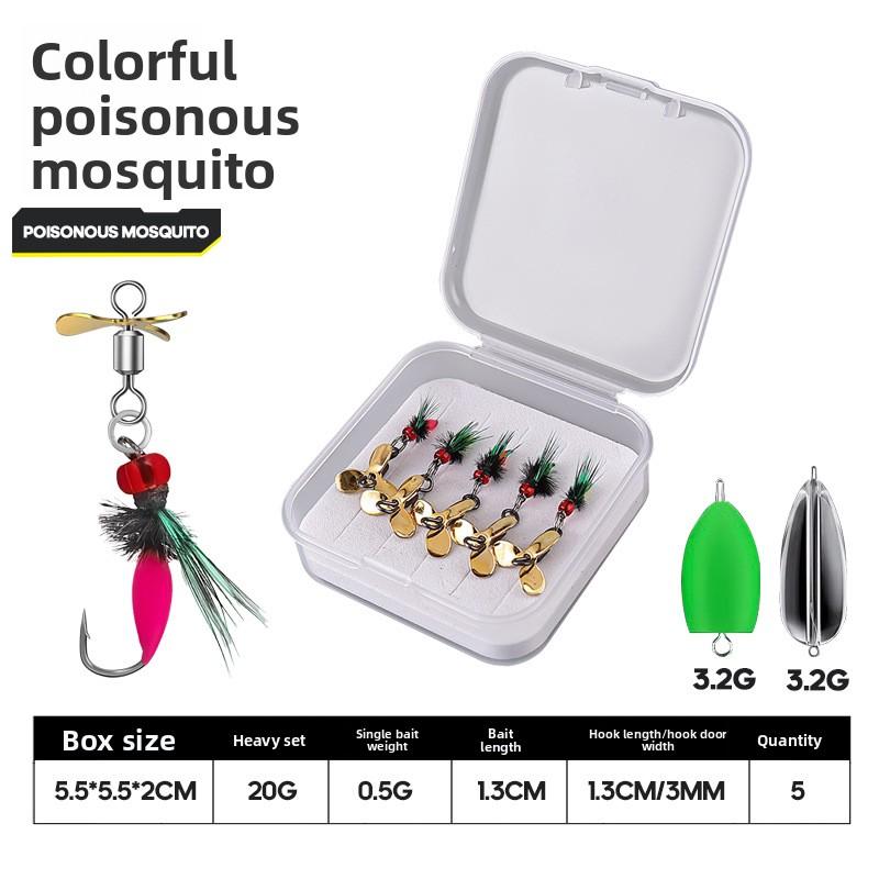 Rattlesnake Fly Lure Night Glow Ice Silk Shrimp Set5PCSNymph Micro Bait Horse Mouth Bionic Fishing Lure for Bass and Perch