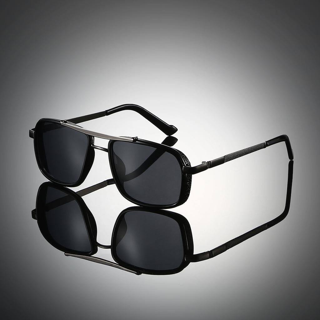 Vintage Sunglasses Men  New in Fashion Double Bridge Outdoor Shades Trendy Brand Designer Anti-UV Driving Sun Glasses