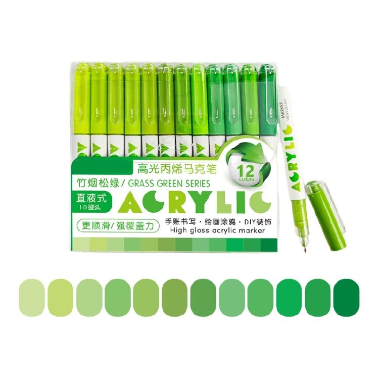 12Pack Glowing in the Dark Acrylic Paint Markers Pen Non Skip Ink Flow for Crafts and Decorations