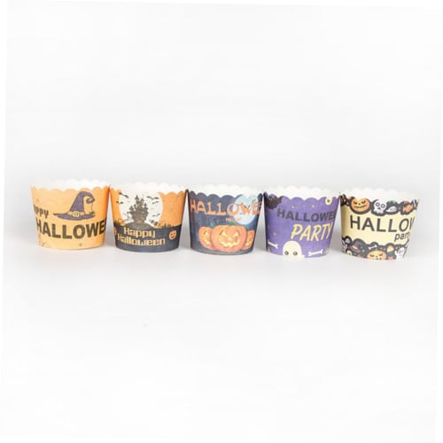 Garneck 150pcs Standing Cake Pans, Cupcake Stands, Baking Cupcake Cups, Gold Paper Cups, Halloween Cupcake Wrappers, Pumpkin Baking Cups, Ghost Decora