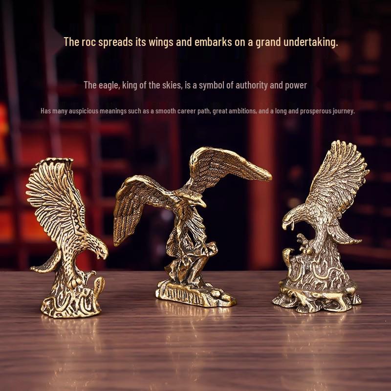 Vintage Bronze Eagle Figurine: Brass Ornament for Living Room or Office